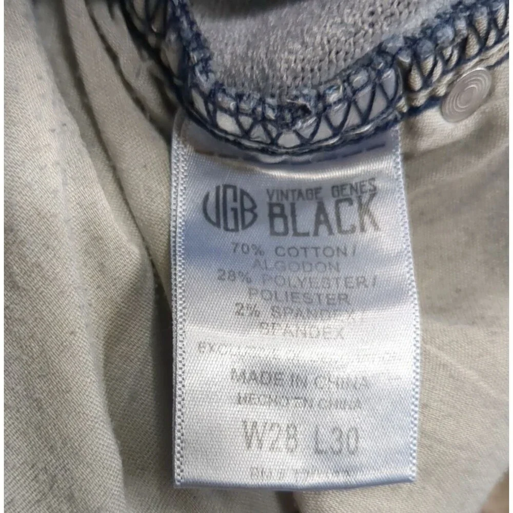 Vintage Genes Black VGB Jeans Men W28 L30 Slim Fit Dark Wash Blue - Picture 10 of 13